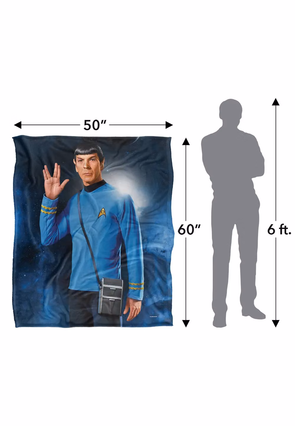 Trevco Star Trek Spock Super Soft Fleece Throw Blanket, White, W/D/H: 152 x 127 cm – 7
