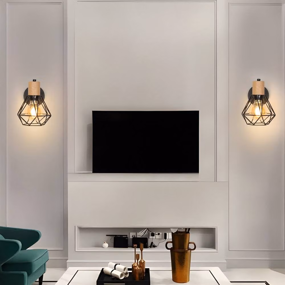 Pheashine Retro Industrial Metal Wall Sconce Pair in Brown and Black with E27 Bulb Holder – 4