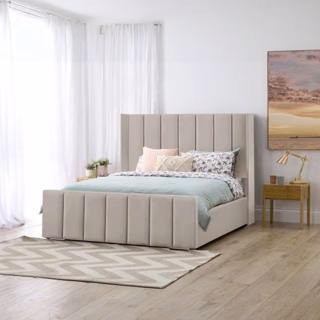 Desire Deco Danica Upholstered Bed Frame in Silver, 200 x 200 cm