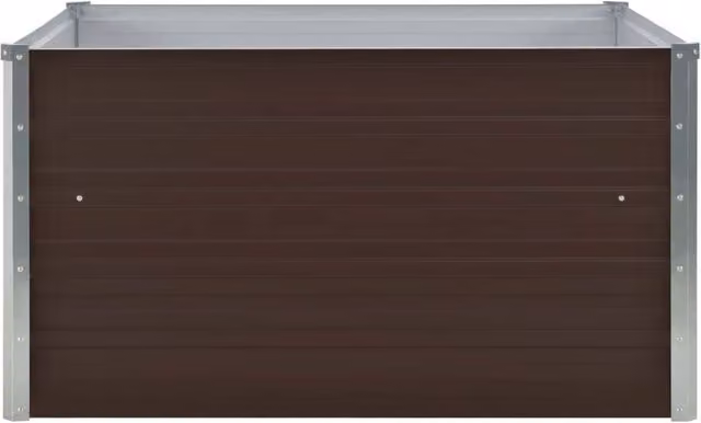 Berkfield Home Raised Garden Bed in Brown Galvanised Steel, W/D/H: 100 x 100 x 45 cm