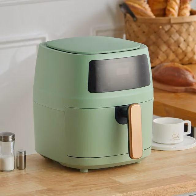 Livingandhome 5L Family Size Hot Air Fryer with Digital Display and Timer in Green
