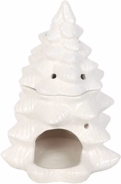 Something Different Fir Tree Ceramic Tealight Oil Burner in White