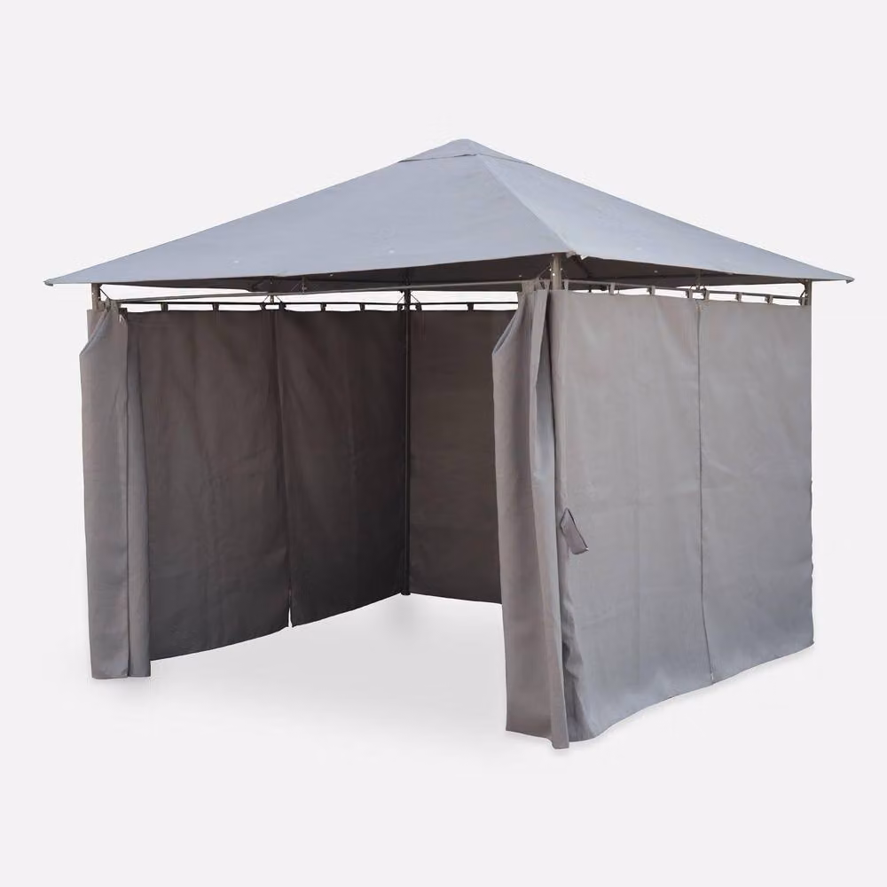 sweeek Heavy Duty Gable Gazebo with Curtains in Grey, W/D/H: 300 x 300 x 262 cm – 2