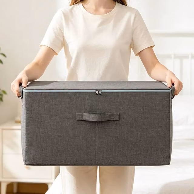 EONLION 4-Pack Zipped Fabric Clothes Storage Organisers in Grey – 1