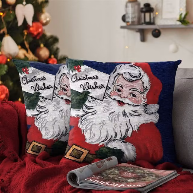 Velosso Santa Wish Filled Christmas Cushion, Multicolour, W/D/H: 43 x 43 x 43 cm