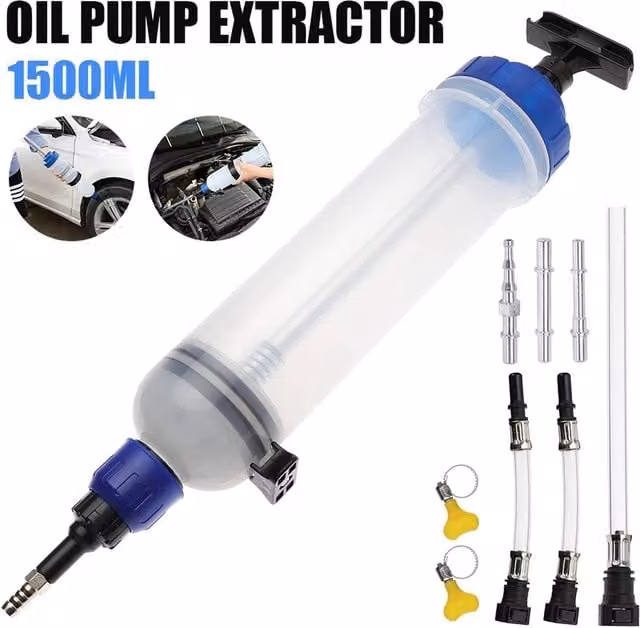 Nordara 1.5L Manual Oil Suction Syringe Fluid Transfer Extractor Pump in Blue and Transparent
