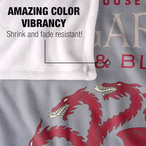 Warner Bros. Game of Thrones House Targaryen Sigil Super Soft Fleece Throw Blanket, Multicolour, W/D/H: 152.4 x 127.0 x 1.0 cm – 3