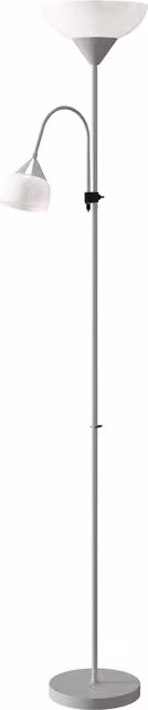 HOMCOM LED Floor Lamp in Silver, Adjustable Mother and Child Standing Uplighter for Living Rooms, Height: 180 cm