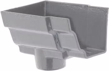 Hargreaves Premier Cast Iron H16 Ogee Gutter Stopend Outlet Spigoted, 125mm for 65mm Downpipe, Grey
