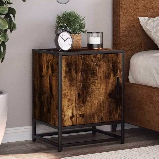 Berkfield Home Set of 2 Bedside Cabinets in Smoked Oak Brown, W/D/H: 40 x 31 x 50 cm