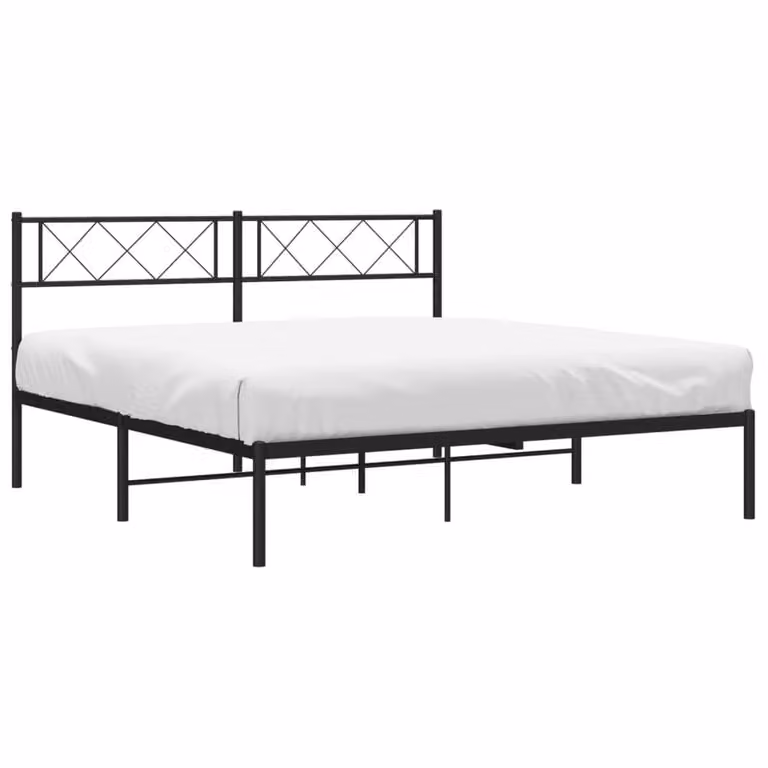Berkfield Home Metal Bed Frame with Headboard in Black