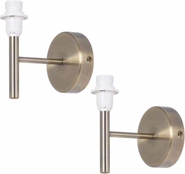 First Choice Lighting Brea Set of 2 Antique Brass Wall Light Fittings in Gold