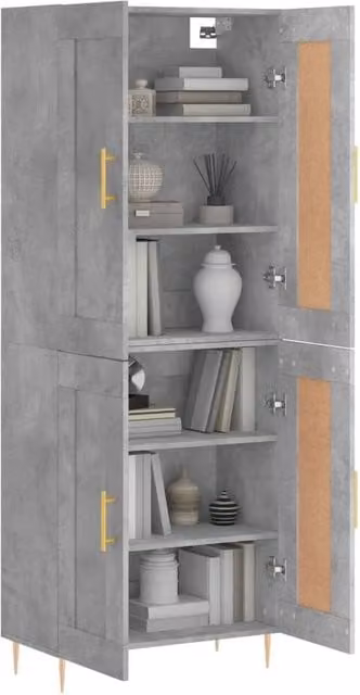 Berkfield Home Modern Highboard in Concrete Grey, W/D/H: 69.5 x 34 x 180 cm – 1