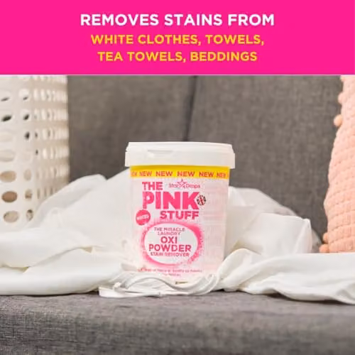 The Pink Stuff Miracle Laundry Oxi Powder Stain Remover for Whites, 1kg – 2