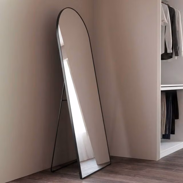 Sweekeek Modern Black Aluminium Floor Mirror, W: 80 cm, H: 200 cm