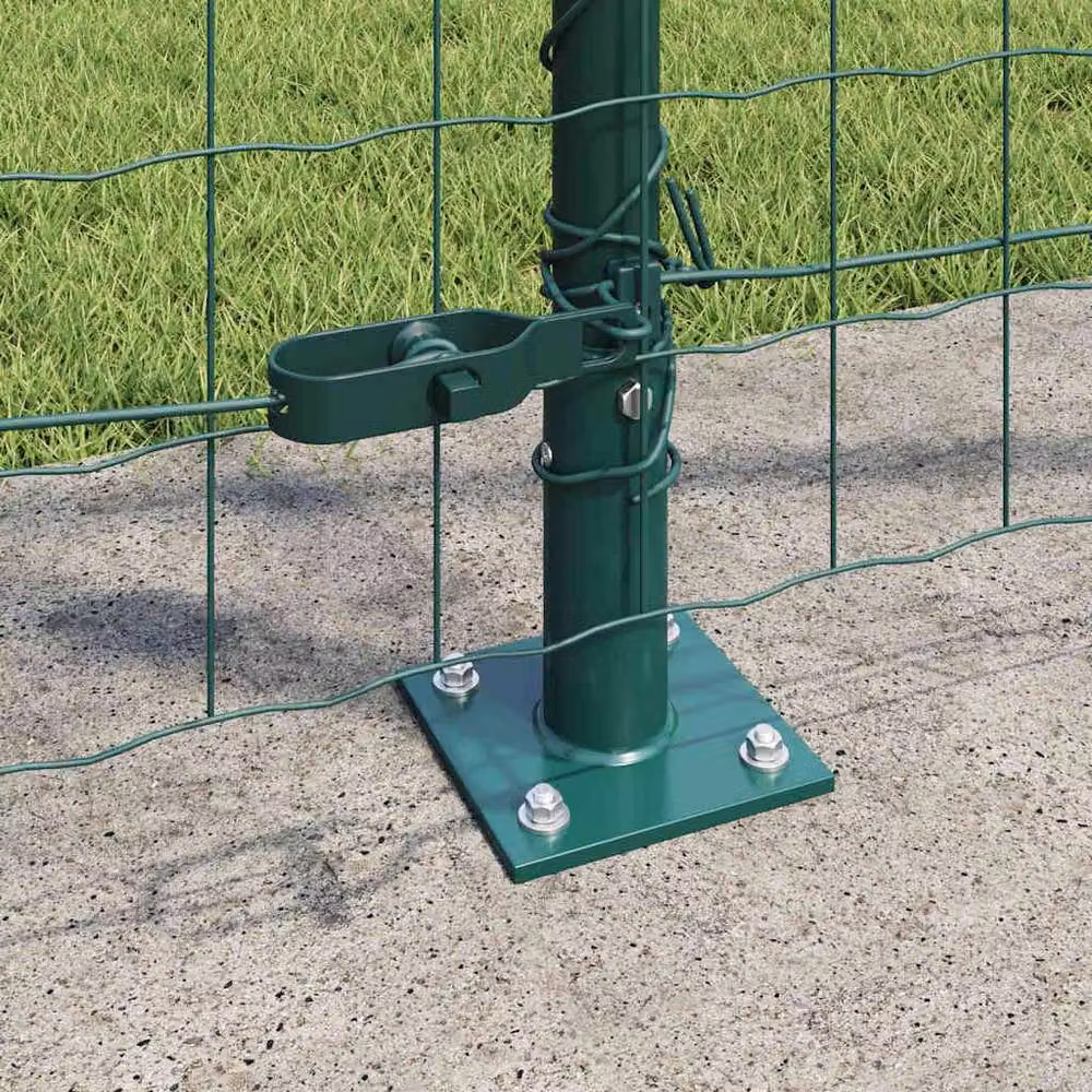 Berkfield Home Green Euro Fence with 13 Flanged Posts, Galvanised Steel, W: 25 m, H: 1.2 m – 3