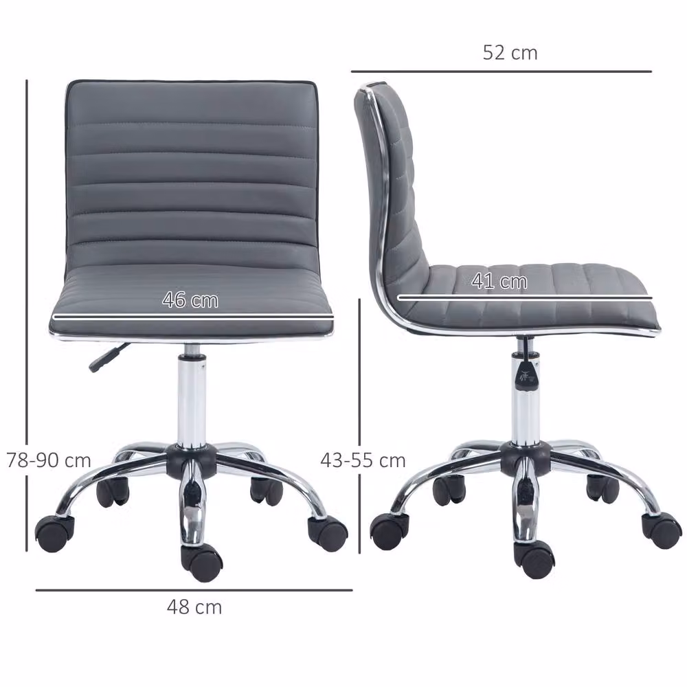 STILVORA Grey Faux Leather Modern Task Chair with 360 Degree Swivel and Castors – 3