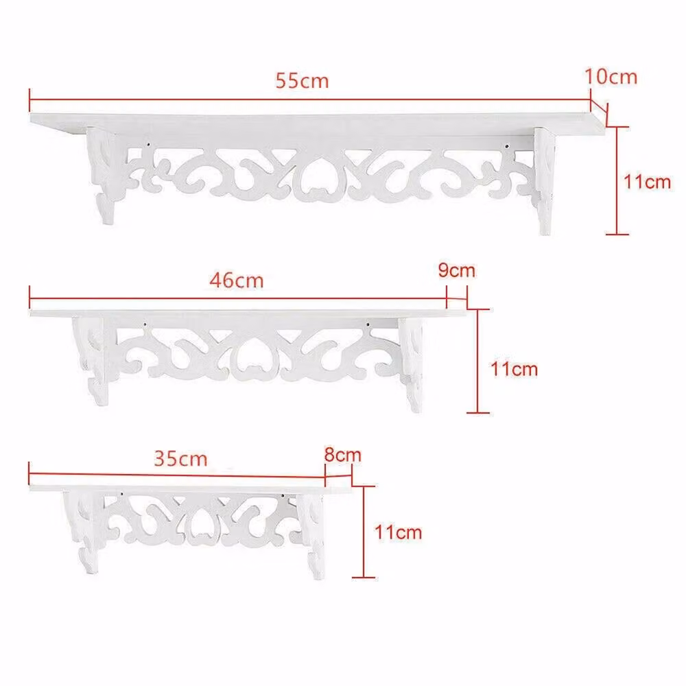 Nordara 3-Piece White Wooden Floating Wall Shelves for Display and Storage – 2