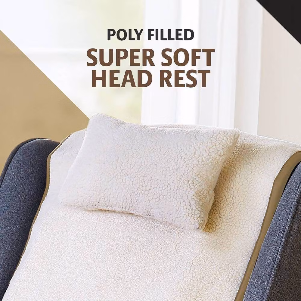 Coopers of Stortford Sherpa Fleece Armchair Cover with Adjustable Cushion and 3 Pockets in Beige – 5