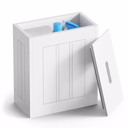 VonHaus Holbrook Shaker Style Bathroom Storage Box with Lid, White, W/D/H: 35 x 30 x 15 cm