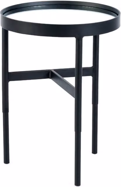Cheshire Monroe Round Glass Lamp Table in Black and Mirrored
