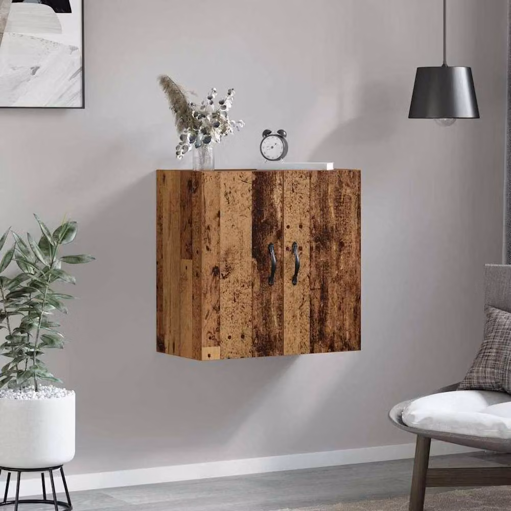 Berkfield Home Wall Mounted Cabinet in Brown Old Wood, W: 60 cm, D: 31 cm, H: 60 cm – 3