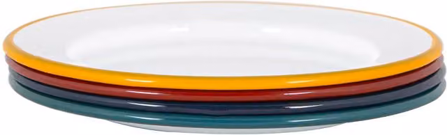 Argon Tableware Enamel Side Plates in White and Multicolour, Diameter: 20 cm