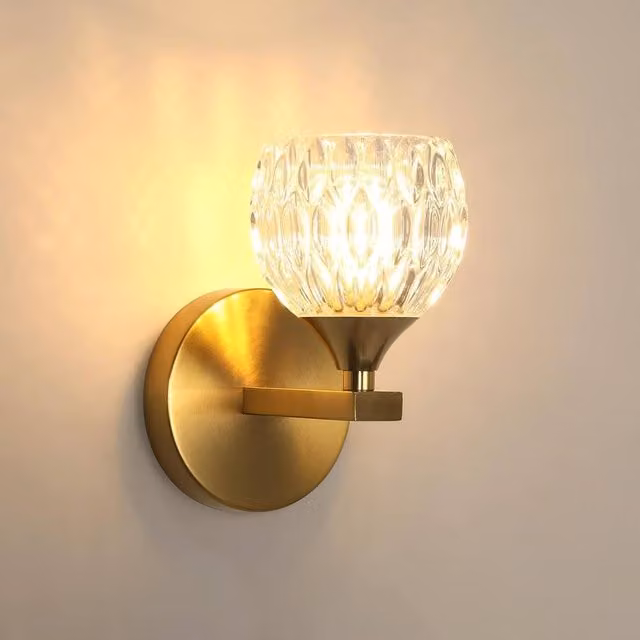 Pheashine Elegant Gold Wall Light with Transparent Glass Shade, G9 7W, W/D/H: 15 x 12 x 19 cm – 1