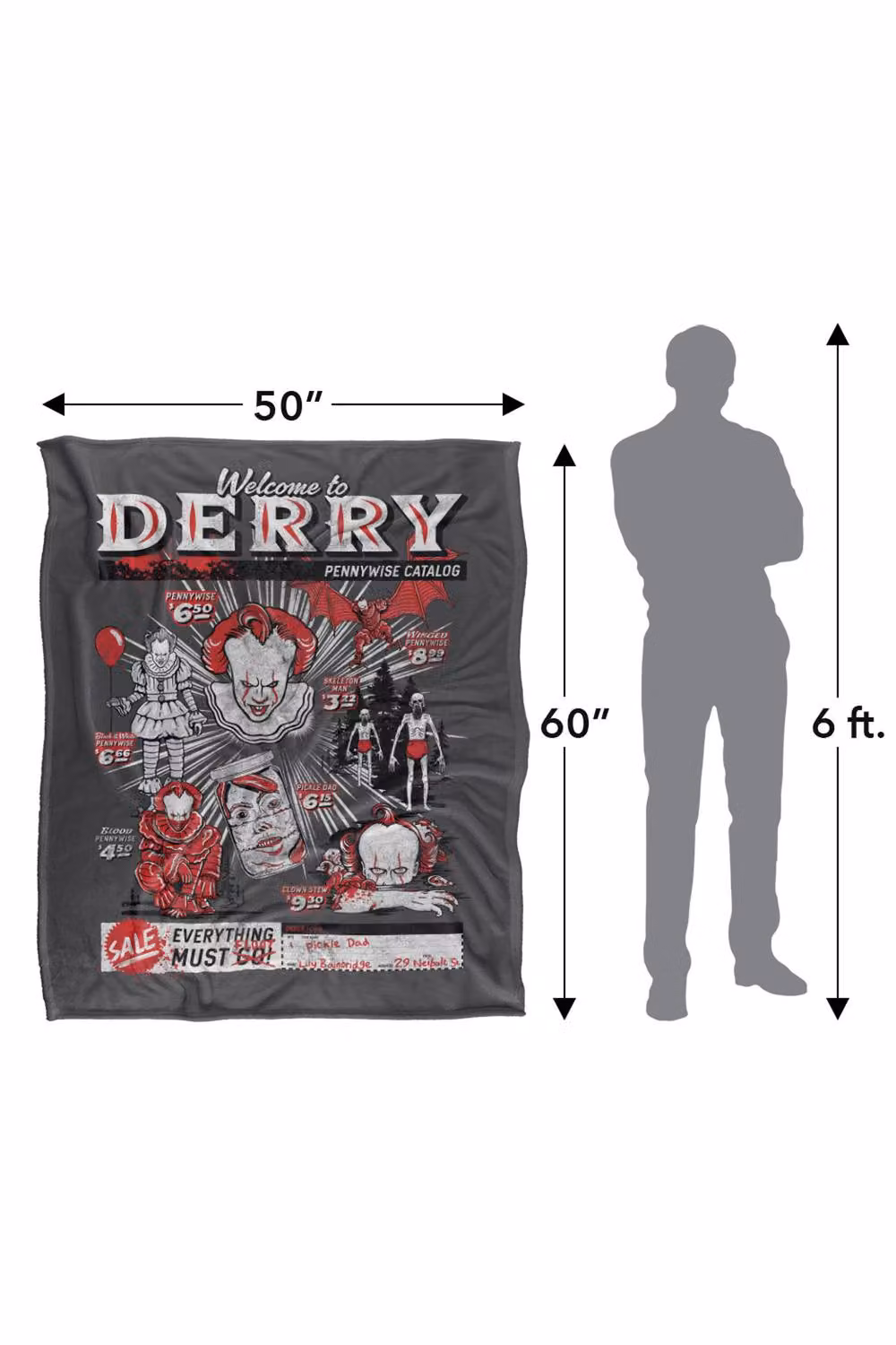 LOGOVISION IT Welcome to Derry Pennywise Catalogue Super Soft Silky Touch Fleece Throw Blanket, Multicolour, W: 91.44 cm, L: 147 cm – 7