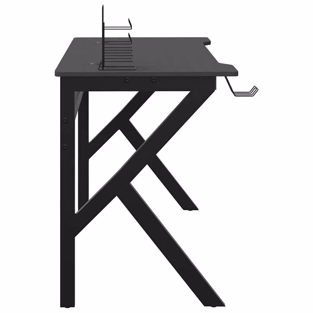 Berkfield Home Gaming Desk with K Shape Legs, Black, W/D/H: 110 x 60 x 75 cm – 4