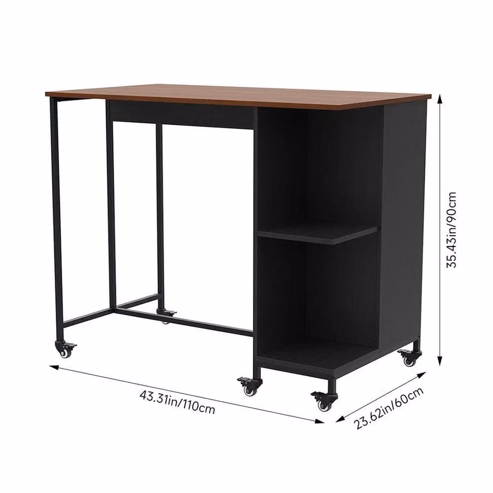 KORVIXA Industrial Kitchen Island on Wheels with Rolling Storage in Brown, W: 100 cm, D: 100 cm – 2