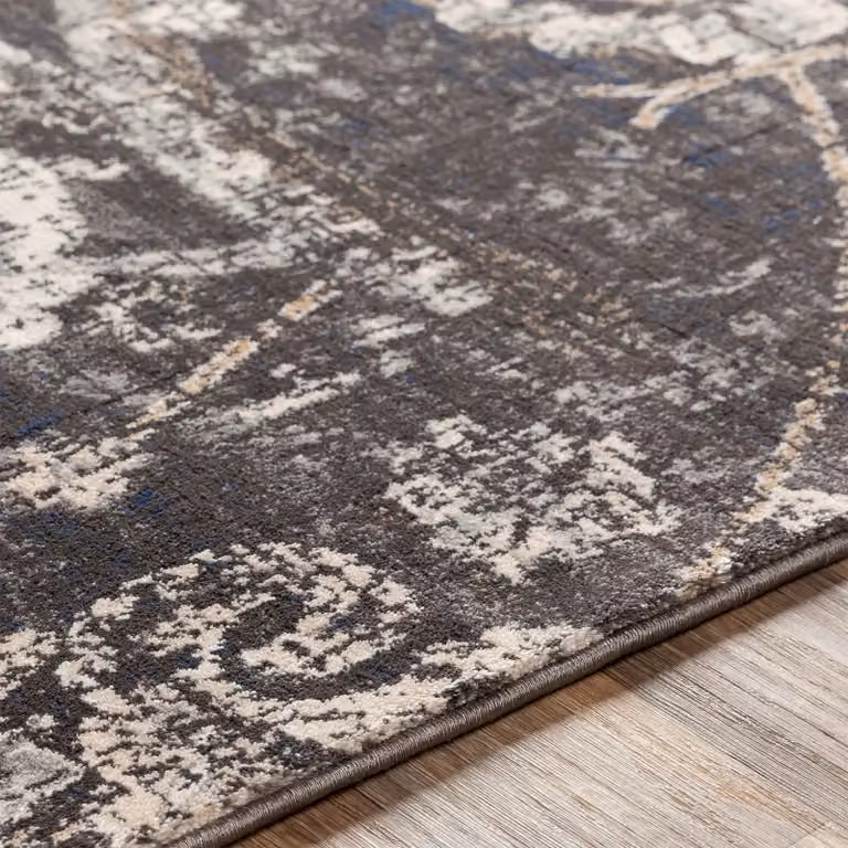 Livabliss Indigo-Vintage Floral Boho Living Room Rug in Beige, Grey, Black and White, W: 160 cm, L: 220 cm