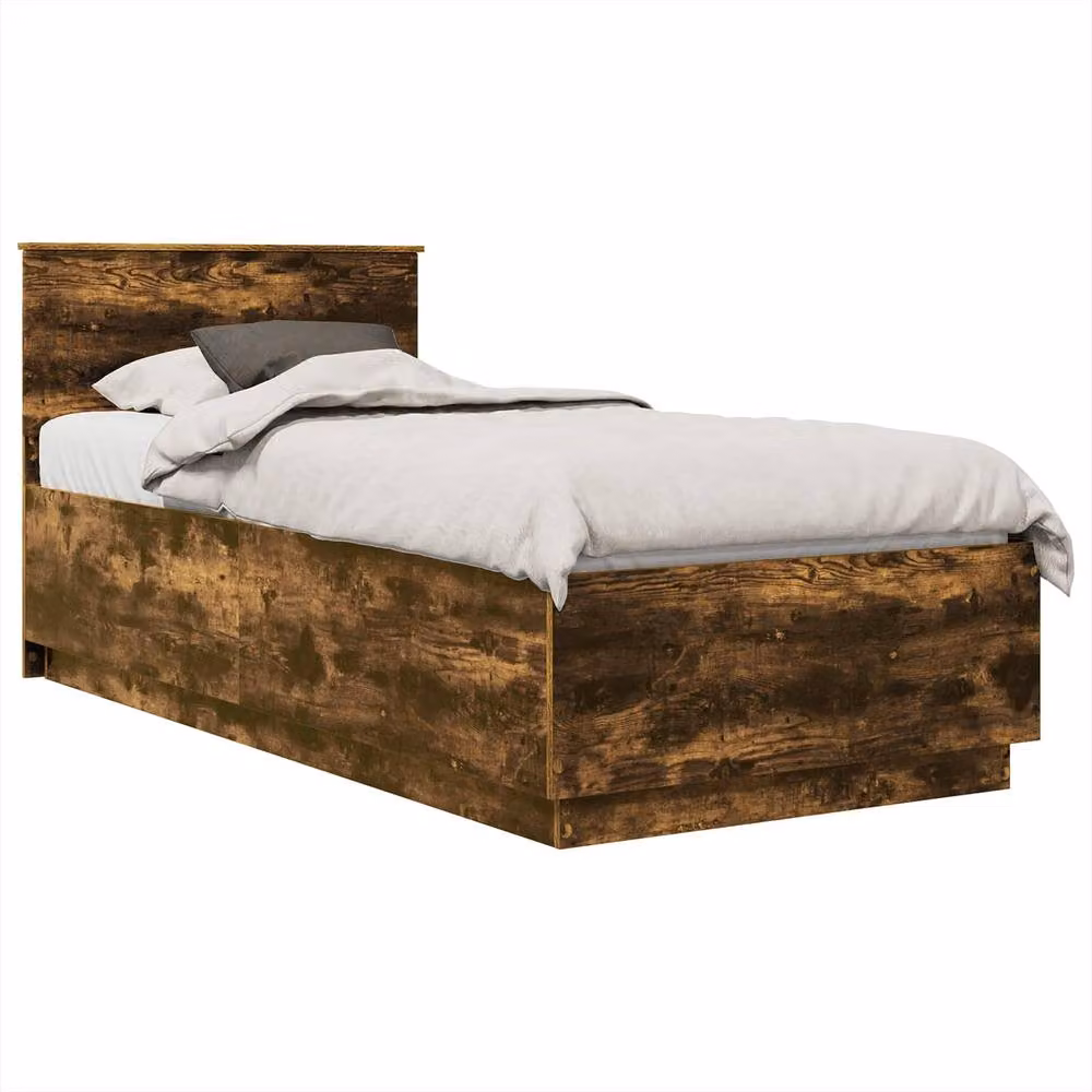 Berkfield Home Modern Bed Frame with Headboard in Smoked Oak Brown, W/D/H: 190 x 70 x 70 cm – 3