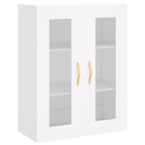 vidaXL Wall Mounted Cabinet with Glass Doors, White, W/D/H: 69.5 x 34 x 90 cm