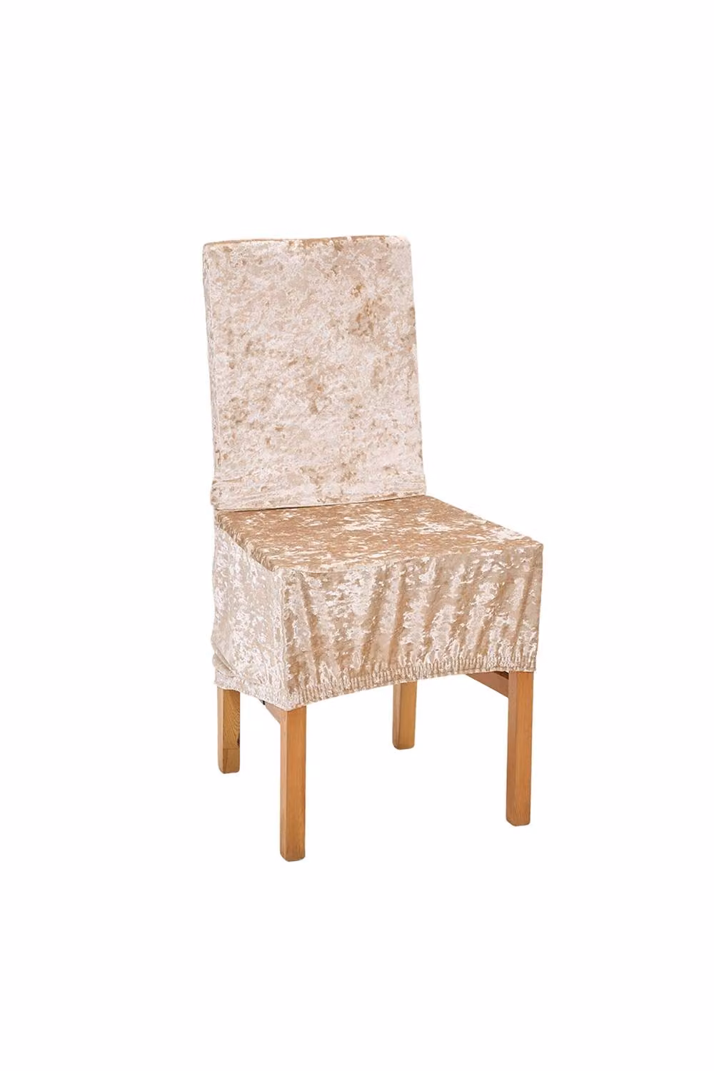 Living and Home Set of 2 Gold Velvet Dining Chair Covers with Elastic Band – 4