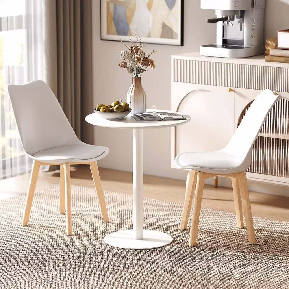 Wyld Haus Susuyo Round White Dining Table with Metal Base, Diameter: 60 cm, Height: 72 cm – 3