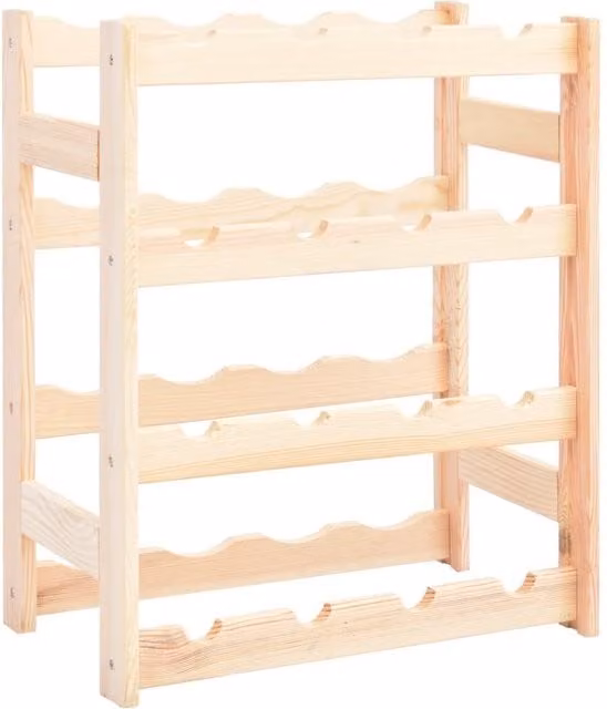 Berkfield Home Rustic Pinewood Wine Rack for 16 Bottles in Beige