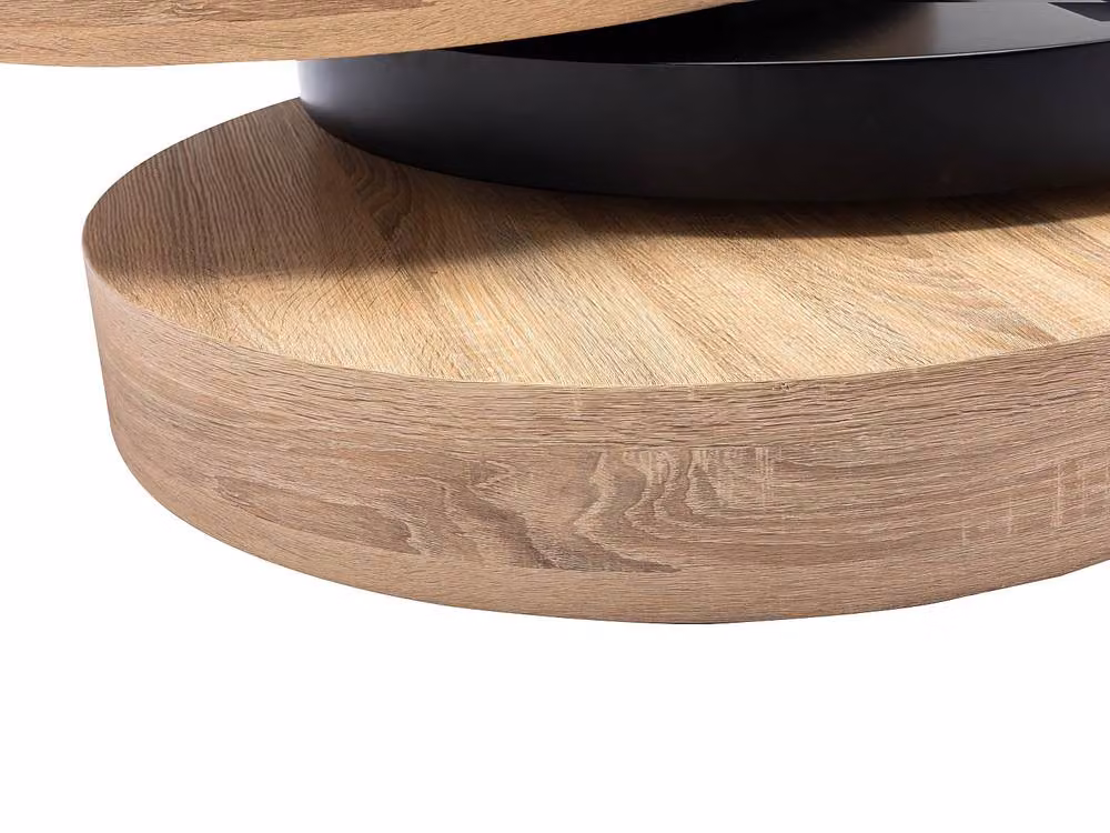 Vente-unique Round Swivelling Coffee Table with MDF Compartment in Black and White, W/D/H: 80 x 80 x 40 cm – 4