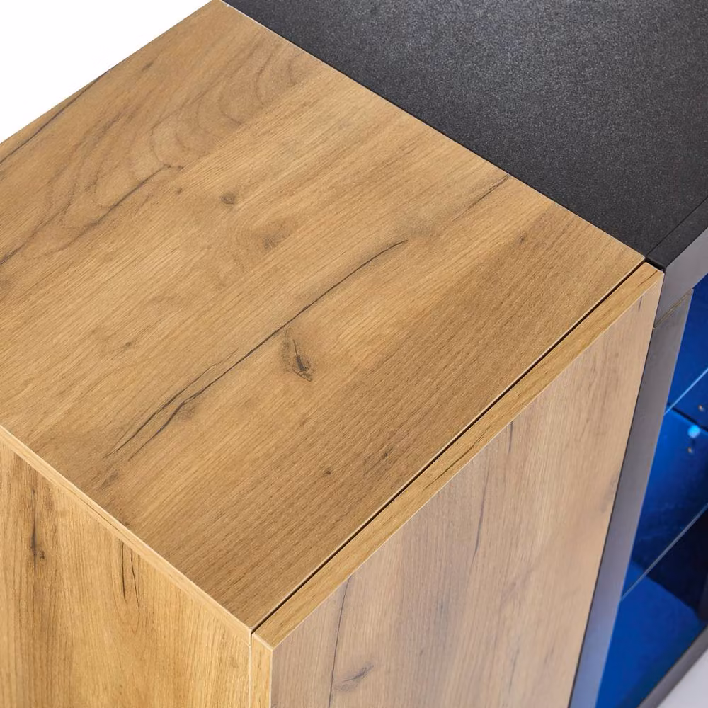 Rolipo Modern Sideboard Console Table with Smart LED Lighting and 3 Drawers in Brown and Black – 2