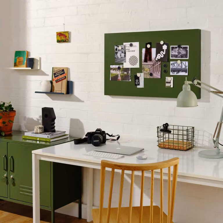Mustard Made The Storyboard Metal Wall Organizer in Olive Green, W/D/H: 53 x 1 x 85 cm
