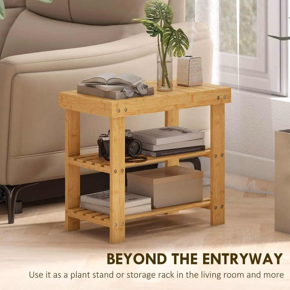 Wyld Haus Tono Keel 2 Tier Bamboo Shoe Storage Bench in Natural Brown – 4