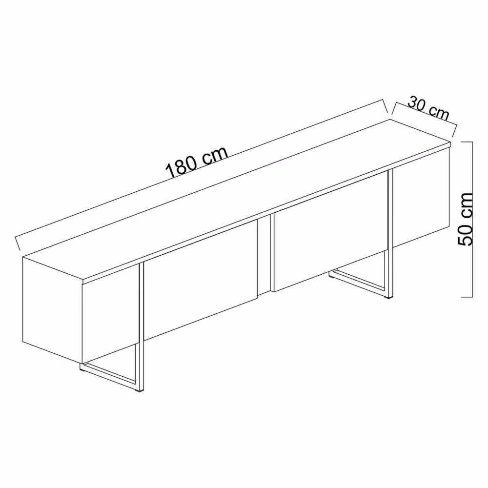 Calicosy Luxury Modern TV Stand with 2 Drop-Down Doors, White, W/D/H: 180 x 50 x 30 cm – 5