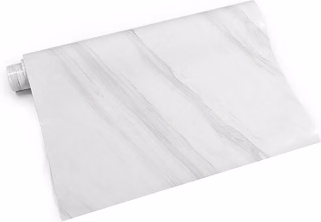 Living and Home White Marble Self Adhesive Waterproof and Oilproof Wallpaper for Countertops