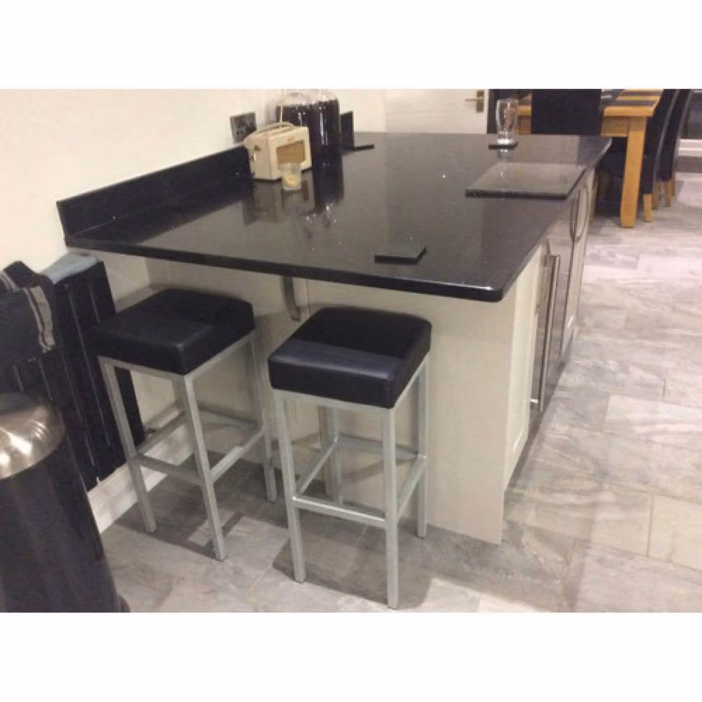 netfurniture Cara Square Padded Steel Stool in Black and Grey – 4