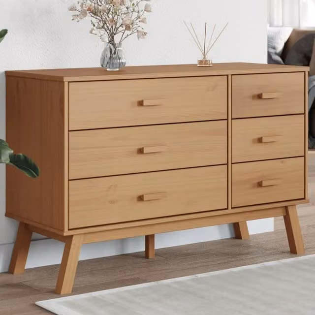 Berkfield Home OLDEN Brown Solid Wood Pine Drawer Cabinet