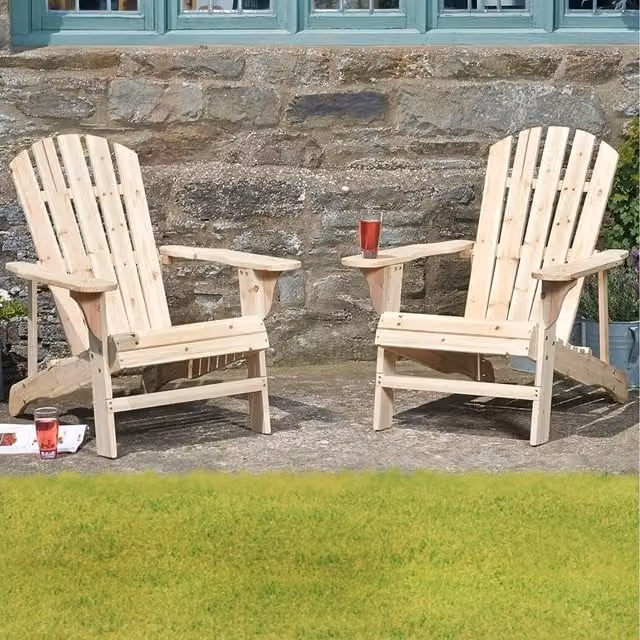 Garden Gear Classic Adirondack Chair Lounger, Brown, Set of 2