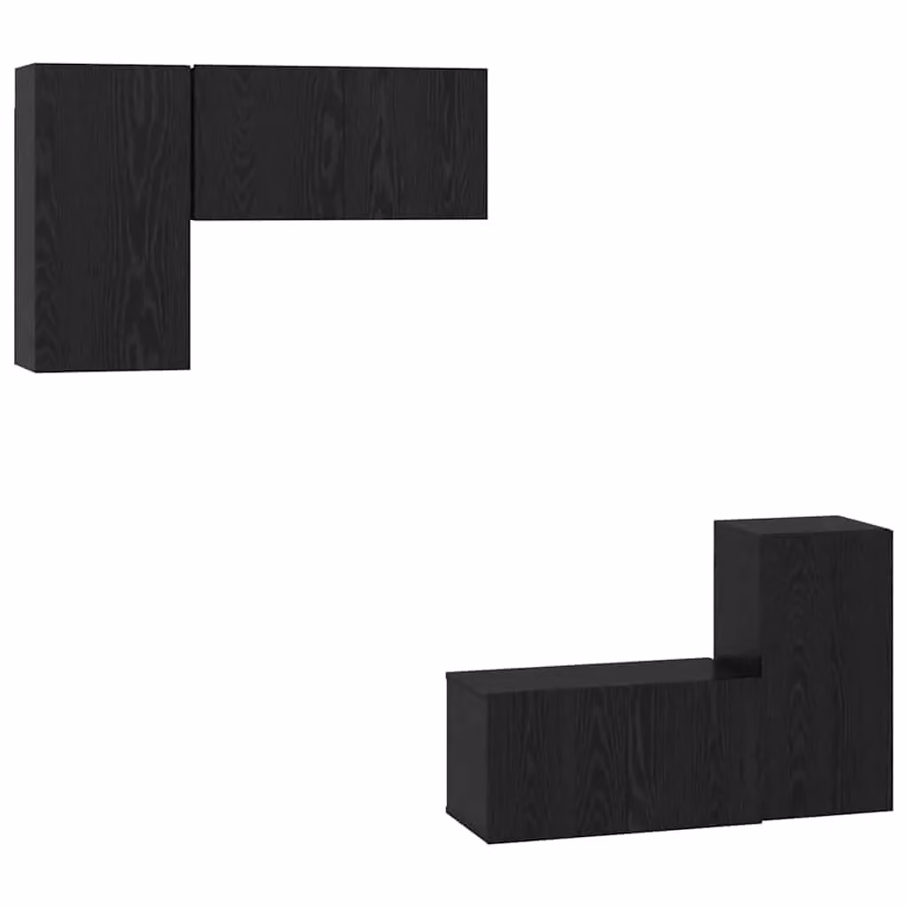 Berkfield Home 4-Piece Wall-Mounted TV Cabinet Set with Shelves and Doors in Black Oak, W/D/H: 60 x 30 x 30 cm – 2