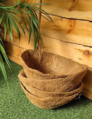 Shop4allsorts Set of 4 Natural Brown Coco Hanging Basket Liners for 16 Inch Baskets – 2