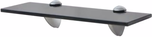 Berkfield Home Black Glass Floating Shelves, 2 Pack, W: 30 cm, D: 20 cm – 1