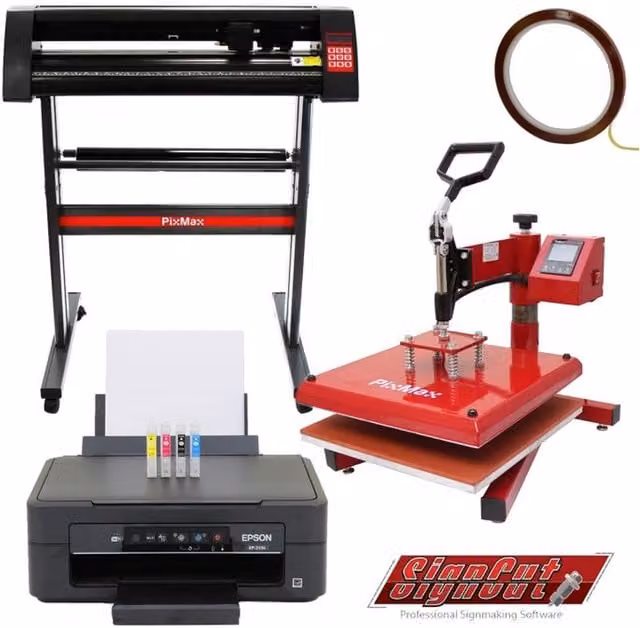 Epson 38cm Swing Press, 720mm Vinyl Cutter and Printer Set in Black and Multicolour
